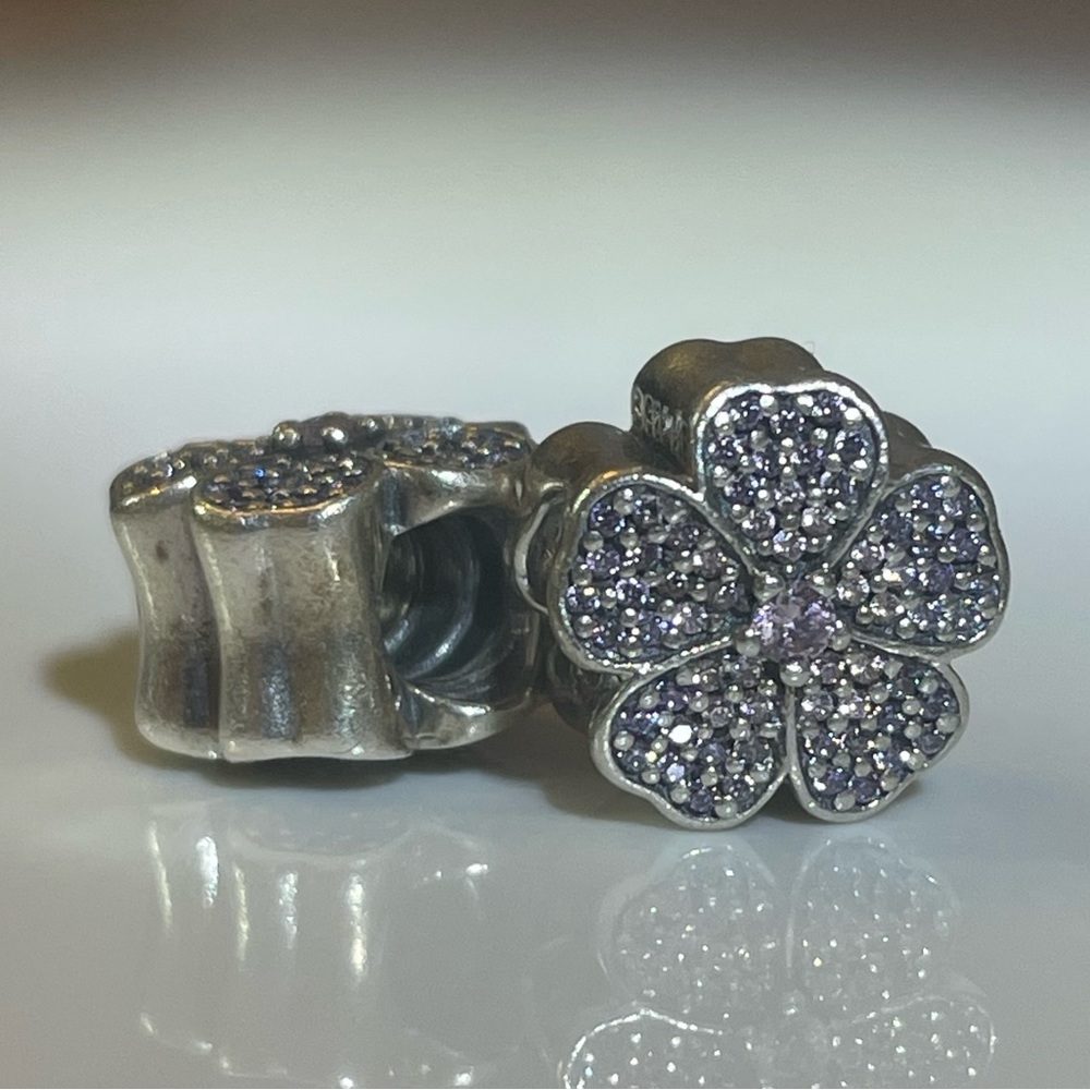 Pandora Pink Pave CZ Flower Charm. Retired.